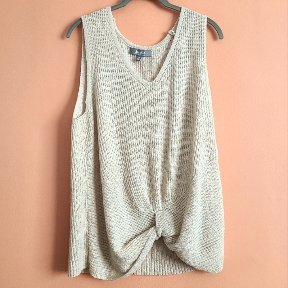 Marled Beige Loose Knit Sleeveless Sweater – Size L